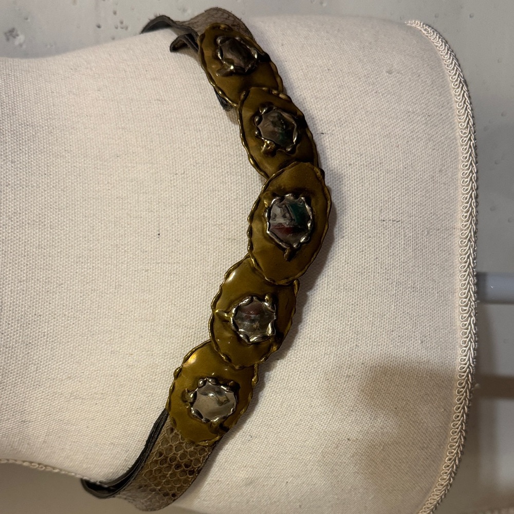 Vintage Gold and Silver Belt with snake skin - Picture 2 of 7